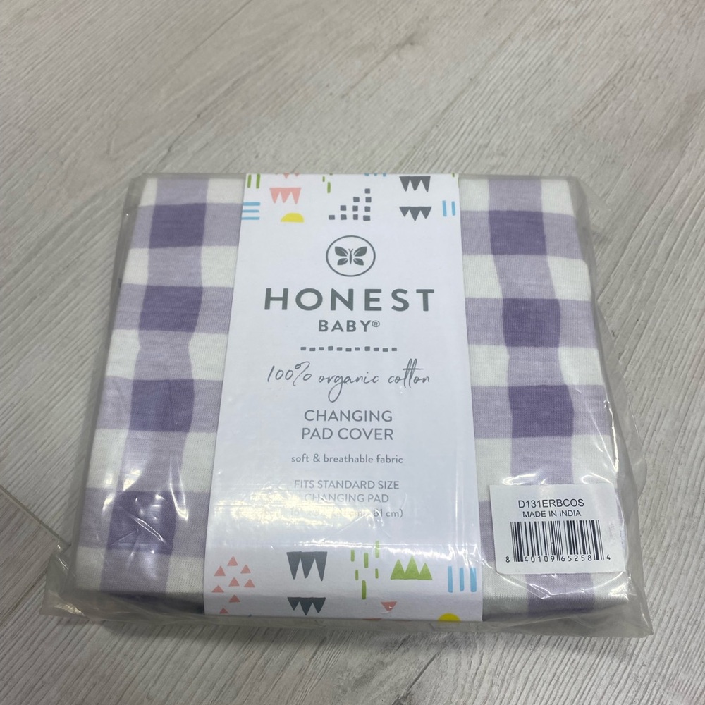 Purple and White Checkered Changing Pad Cover